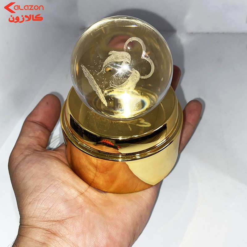 چراغ خواب مدل گوی کریستال چرخان طرح دلفین و قلب