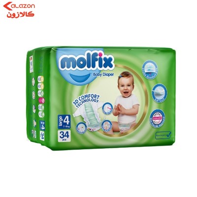 پوشک مولفیکس چسبی سایز 4 بسته 34 عددی