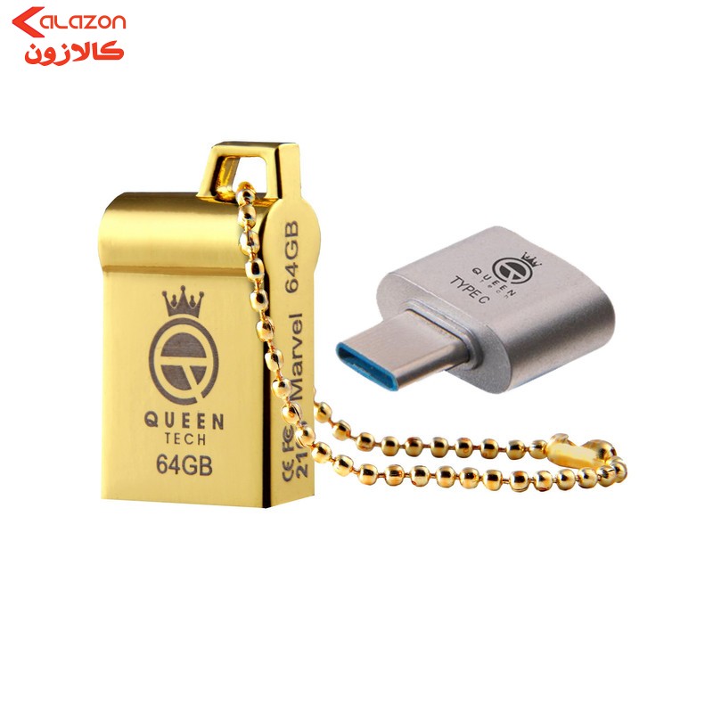 فلش مموری کوئین تک مدل MARVEL C-PLUS ظرفیت 64 گیگابایت به همراه  مبدل USB-TYPE C