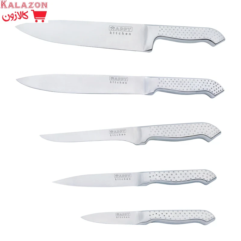 سرویس چاقوی آشپزخانه 5 پارچه هپی کیچن مدل Stone Knife به همراه استند