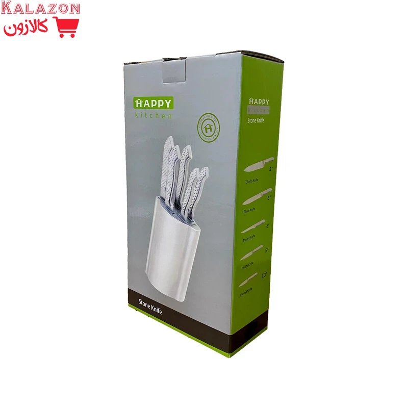 سرویس چاقوی آشپزخانه 5 پارچه هپی کیچن مدل Stone Knife به همراه استند