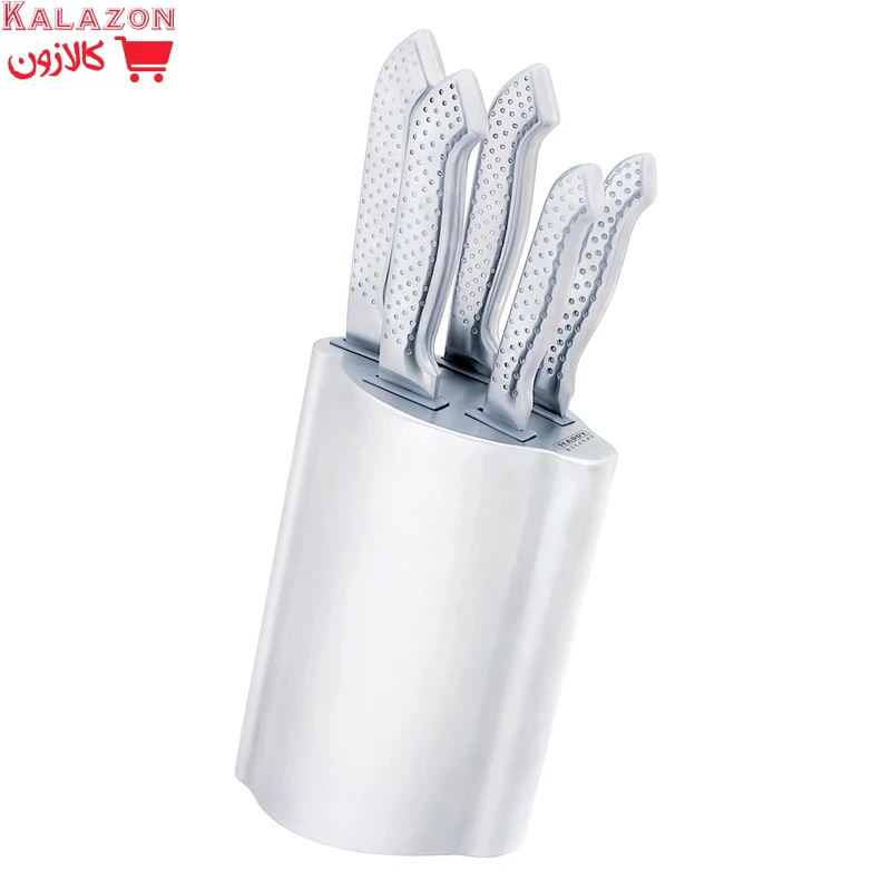 سرویس چاقوی آشپزخانه 5 پارچه هپی کیچن مدل Stone Knife به همراه استند