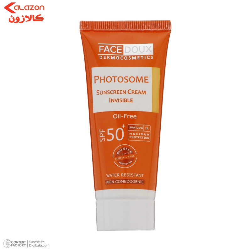 کرم ضد آفتاب بدون رنگ فیس دوکس SPF 50 مدل فوتوزوم محافظ اشعه UVA و UVB، ضد آب ‌مناسب پوست‌ چرب حجم 40 میلی‌لیتر