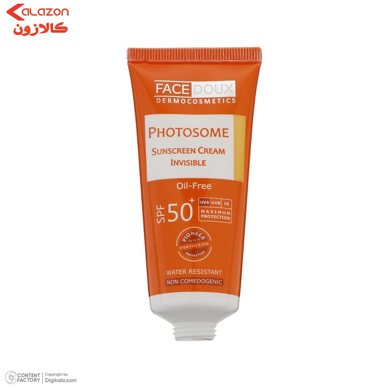 کرم ضد آفتاب بدون رنگ فیس دوکس SPF 50 مدل فوتوزوم محافظ اشعه UVA و UVB، ضد آب ‌مناسب پوست‌ چرب حجم 40 میلی‌لیتر