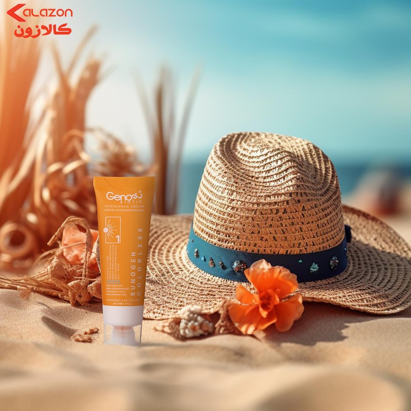 کرم ضد آفتاب بی‌رنگ ژنوبایوتیک SPF 50 مدل Sunogen ‌مناسب پوست‌های چرب و مختلط حجم 50 میلی‌لیتر