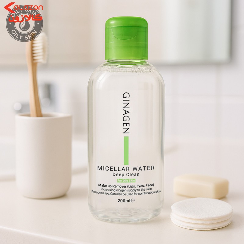 آب پاک‌کننده آرایش صورت ژیناژن مدل میسلار حجم 200 میلی‌لیتر