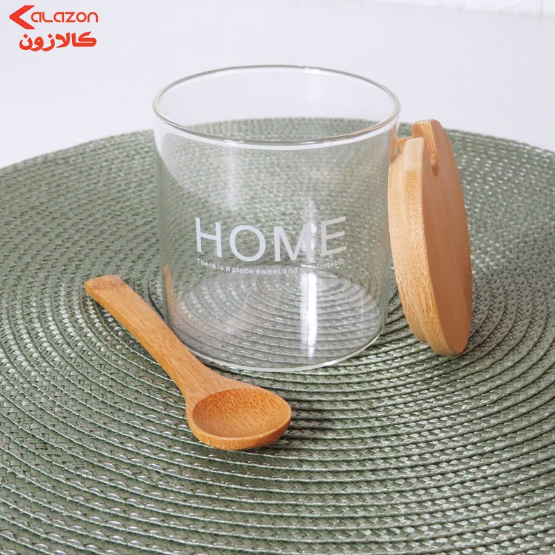 بانکه مدل 24K پایه بامبو طرح Home مجموعه 3 عددی به همراه استند