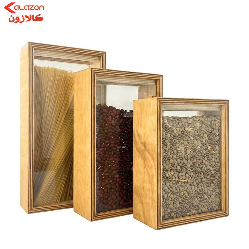 بانکه مدل چوبی درب دار کد BK04 مجموعه 3 عددی