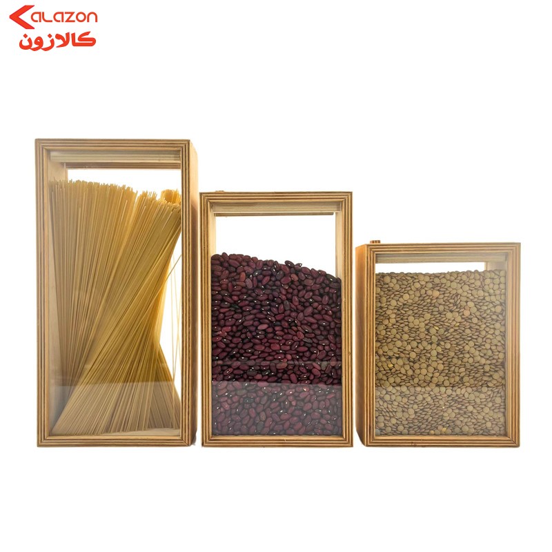 بانکه مدل چوبی درب دار کد BK04 مجموعه 3 عددی