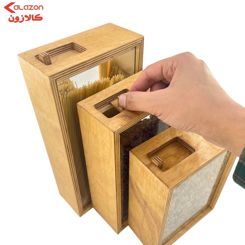 بانکه مدل چوبی درب دار کد BK04 مجموعه 3 عددی