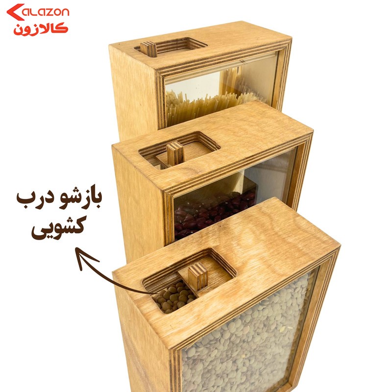 بانکه مدل چوبی درب دار کد BK04 مجموعه 3 عددی