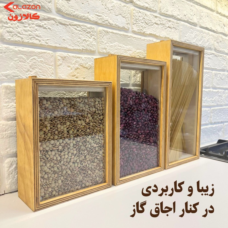 بانکه مدل چوبی درب دار کد BK04 مجموعه 3 عددی