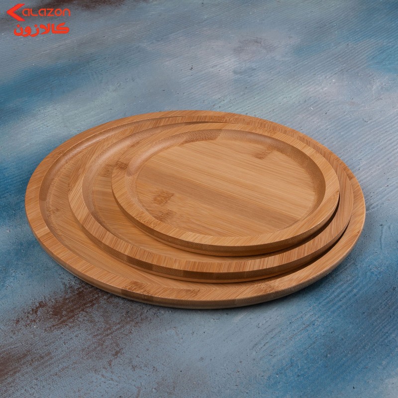 سینی چوبی 3 عددی گرد مدل بامبو 012