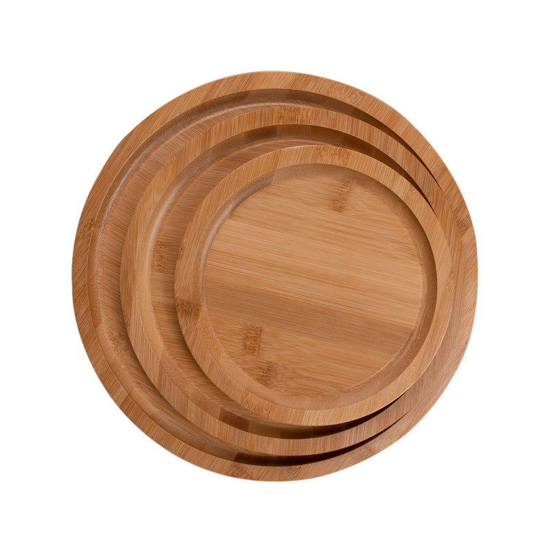 سینی چوبی 3 عددی گرد مدل بامبو 012