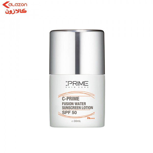 لوسیون ضدآفتاب بی‌رنگ پرایم SPF50 مدل Fusion Water، مناسب پوست‌های چرب، حجم 30 میلی‌لیتر