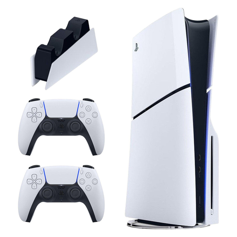 کنسول بازی سونی مدل PlayStation 5 Slim ظرفیت یک ترابایت ریجن 2000 آسیا به همراه دسته اضافی و پایه شارژر