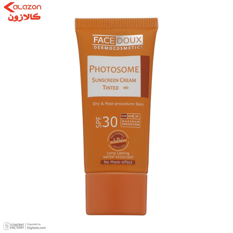 کرم ضد آفتاب رنگی فیس دوکس SPF 30 مدل photosome 02  محافظ اشعه UVA و UVB، ‌ضد آب، مناسب پوست های خشک حجم 40 میلی لیتر