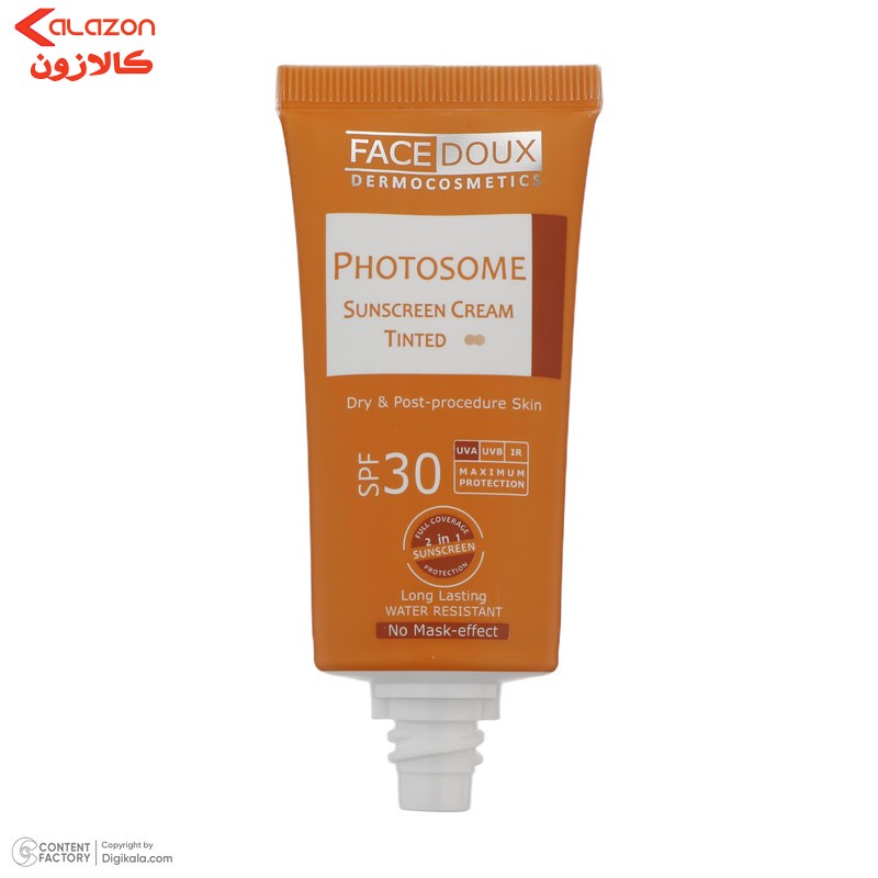 کرم ضد آفتاب رنگی فیس دوکس SPF 30 مدل photosome 02  محافظ اشعه UVA و UVB، ‌ضد آب، مناسب پوست های خشک حجم 40 میلی لیتر