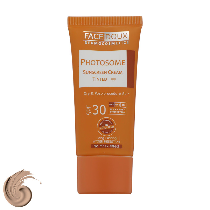 کرم ضد آفتاب رنگی فیس دوکس SPF 30 مدل photosome 02  محافظ اشعه UVA و UVB، ‌ضد آب، مناسب پوست های خشک حجم 40 میلی لیتر
