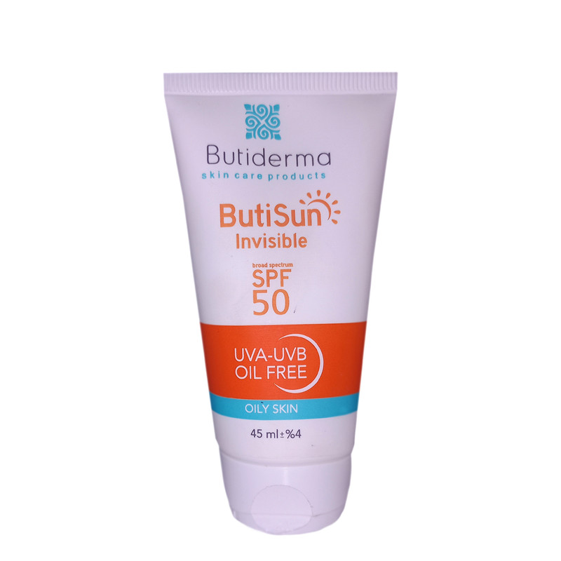 کرم ضد آفتاب  بیو درما SPF 50 مدل ButiSun ‌محافظ UVA ،UVB و ضد حساسیت، ضد چروک و ضد پیری، مناسب پوست‌ چرب حجم 45 میلی‌لیتر