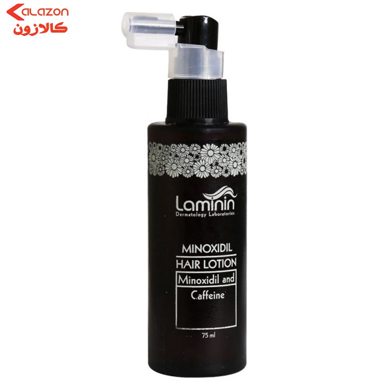 شامپو تقویت کننده مو لامینین مدل کافئین حجم 200 میلی‌لیتر به همراه محلول مو مدل ماینوکسیدیل و کافئین حجم 75 میلی لیتر