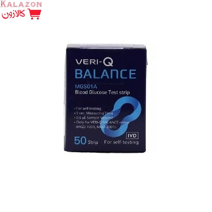 نوار دستگاه تست قند خون وری کیو مدل بالانس بسته 50 عددی