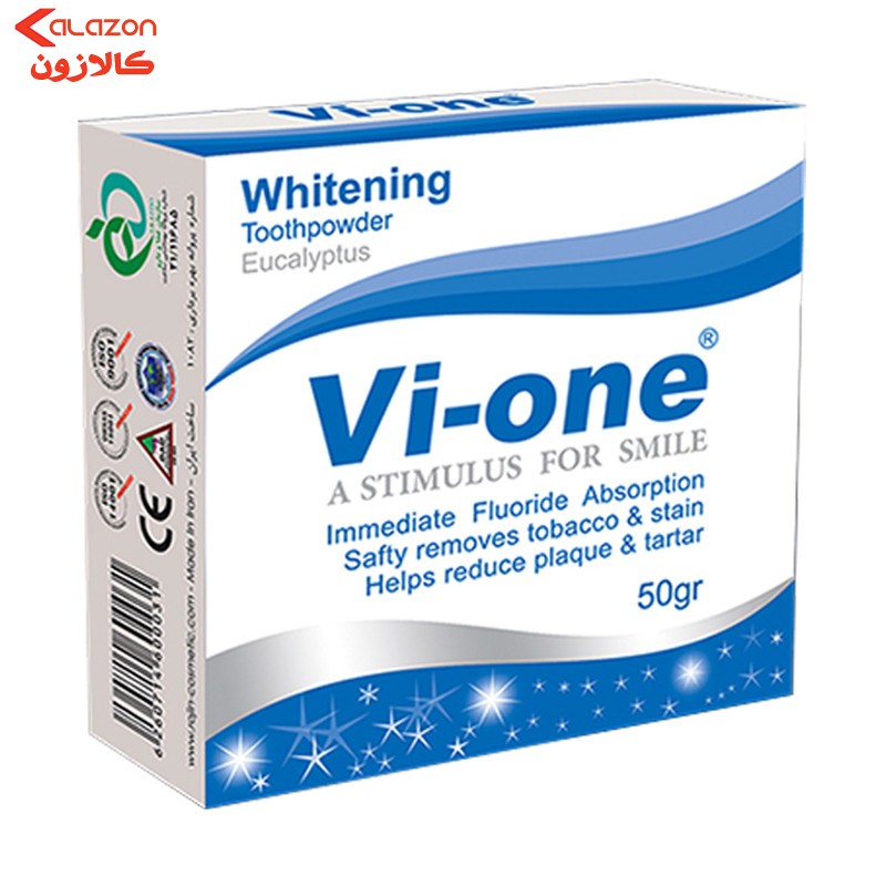 خمیر دندان وی وان مدل سفید کننده حجم 90 میلی لیتر به همراه پودر سفید کننده مدل Eucalyptus وزن 50 گرم