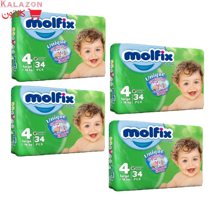 پوشک بچه مولفیکس سایز 4 کد PK04434 بسته 34 عددی مجموعه 1 عددی