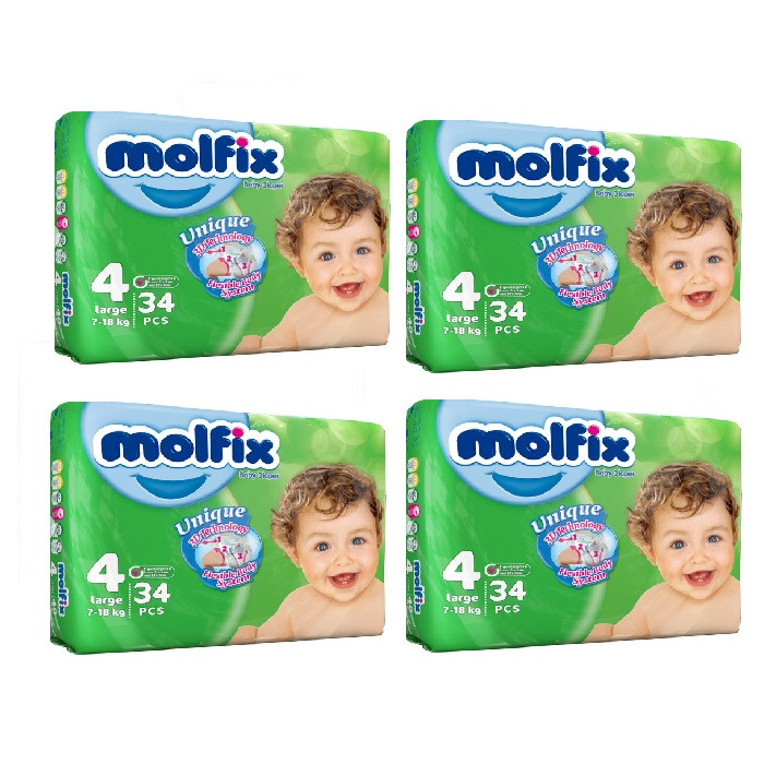 پوشک بچه مولفیکس سایز 4 کد PK04434 بسته 34 عددی مجموعه 1 عددی