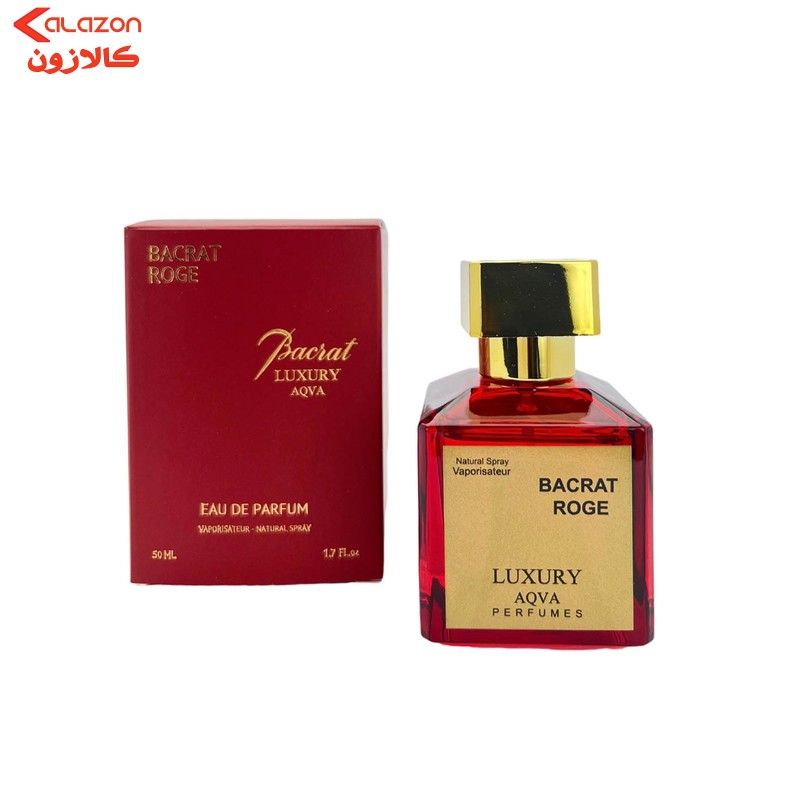 ادوپرفیوم زنانه لاکچری آکوا مدل BACRAT ROGE با رایحه گرم و شیرین حجم 50 میلی‌لیتر